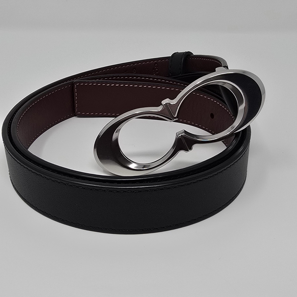 COACH Leather Black Belt with Silver Buckle